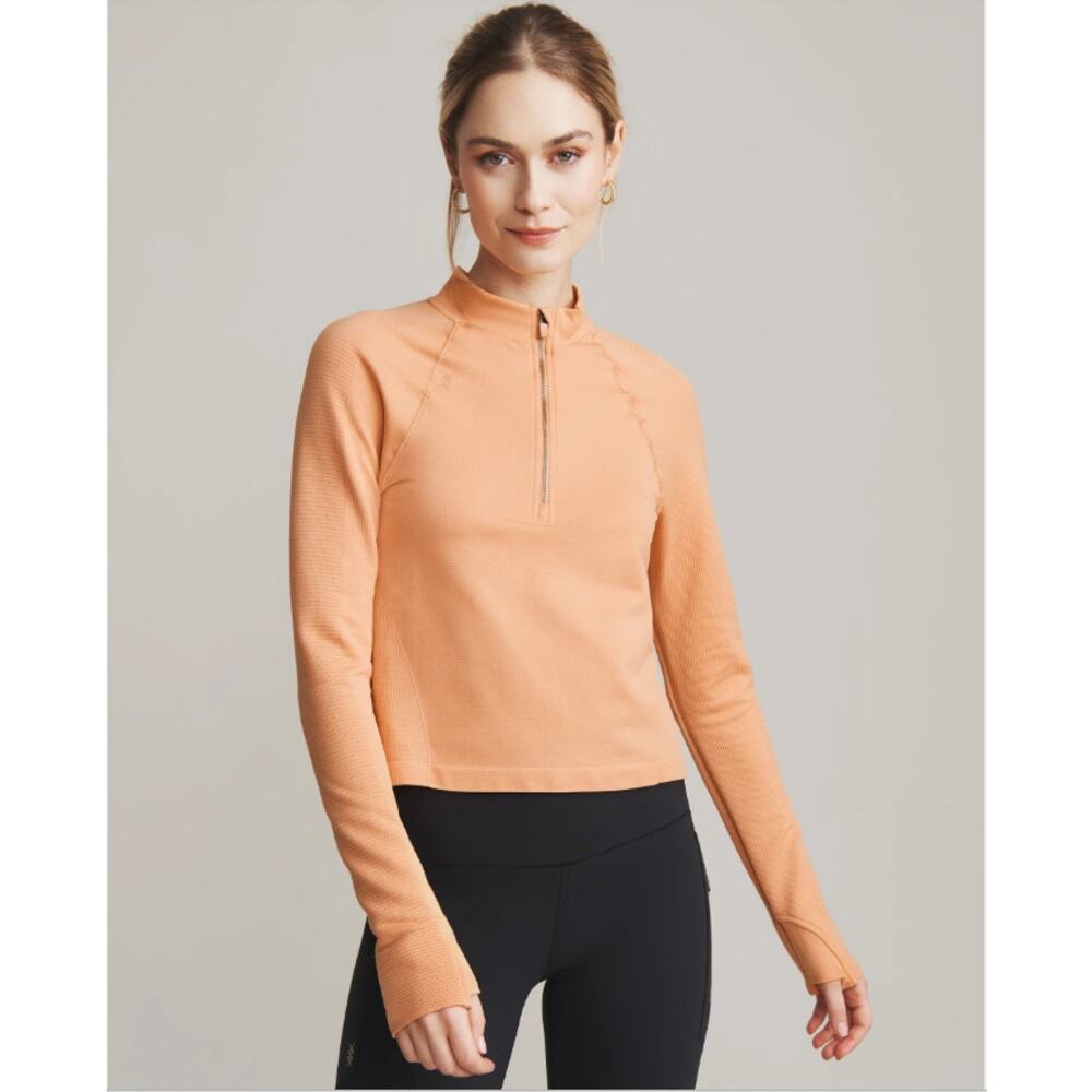 Rhone Breakaway Seamless 1/4 Zip Orange Haze NEW Size Large Cropped Athletic Top